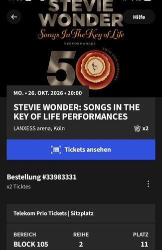 Konzert ticket stevie - 1x,