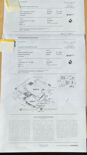 Konzert tickets placebo - 2x,