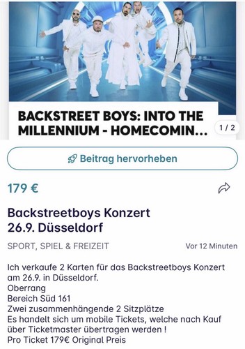 Backstreet boys tickets - 2,