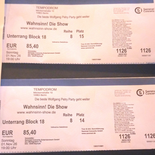 Tickets wahnsinn die show - tickets, wahnsinn!