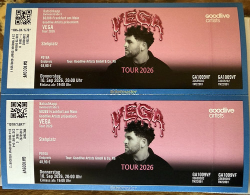 Tickets vega tour 2026 - tickets,
