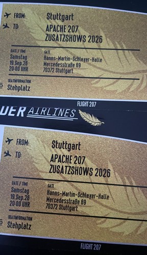 Apache 207 tickets - •, 2x