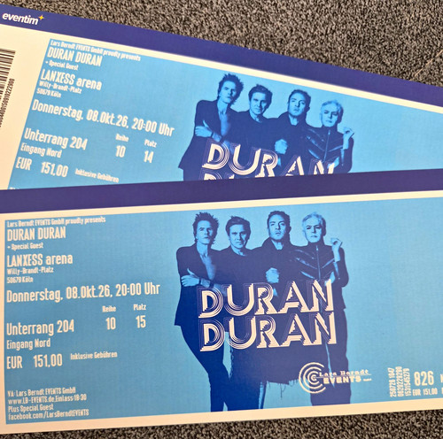 Duran tickets lanxess - duran,