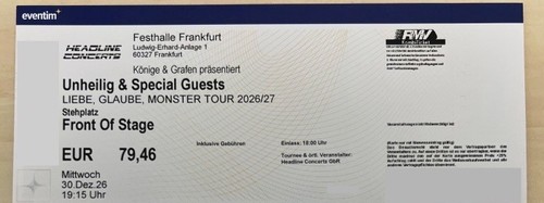 Ticket unheilig front of - 1,