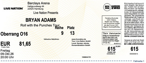 Tickets für bryan adams - für, in