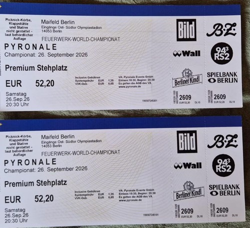 Premium stehplatz tickets - 2x, premium-stehplatz