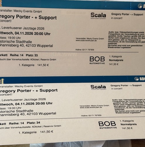 Konzert ticket gregory - konzert,
