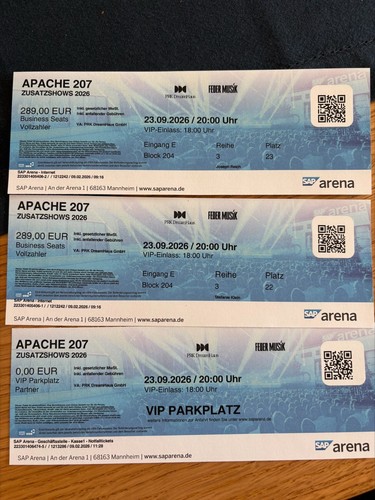 Apache 207 vip tickets - apache,