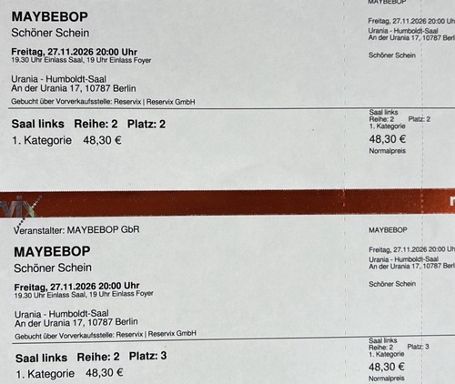 Maybebop tickets für den - maybebop,