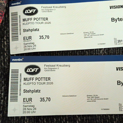 Muff potter tickets - 2,