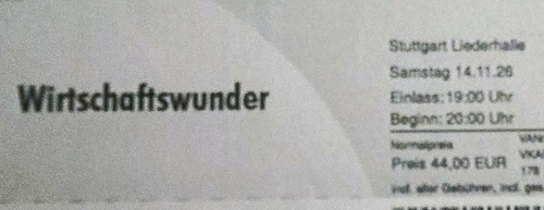 Wirtschaftswunder ticket - wirtschaftswunder,