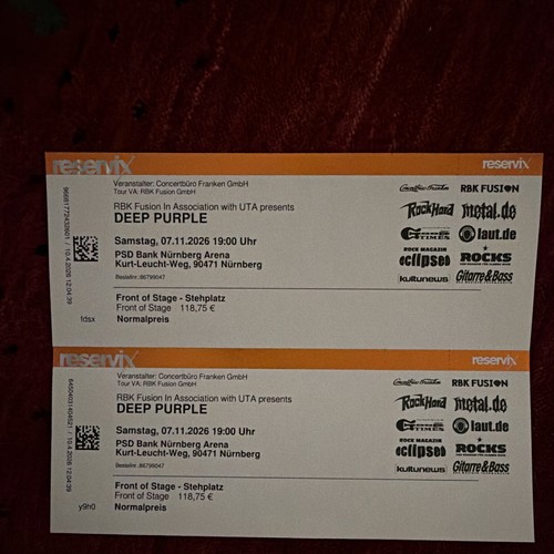 Deep purple tickets - deep,