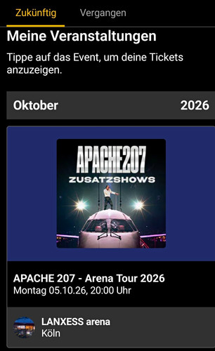 Apache 207 arena tour 2026 - arena,