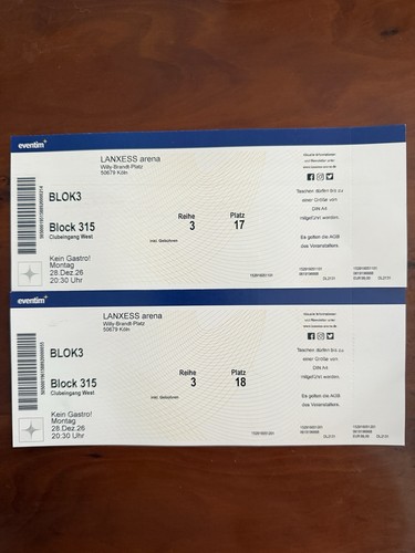 Tickets blok3 dez - 28.,