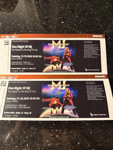 Tickets one night mj - tickets, of