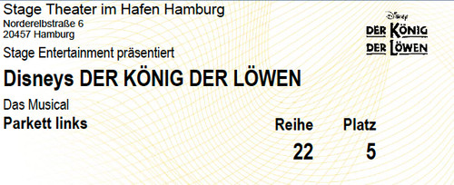 Tickets für musical - für, "könig