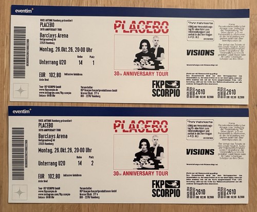 Tickets placebo 10 2026 - 2, 26.10.2026