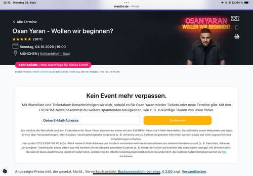 Tickets für comedy show - für,