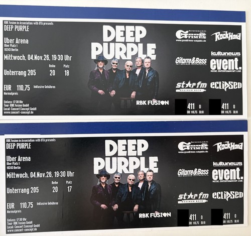 Deep purple tickets berlin - 2x,