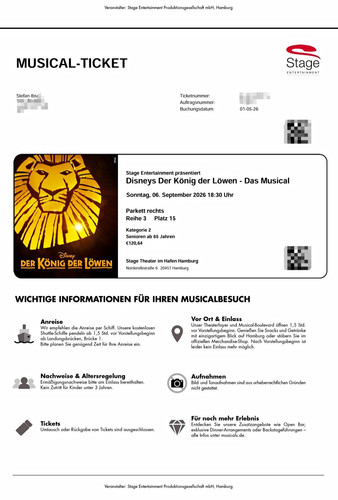 Tickets disneys der könig - 2x,